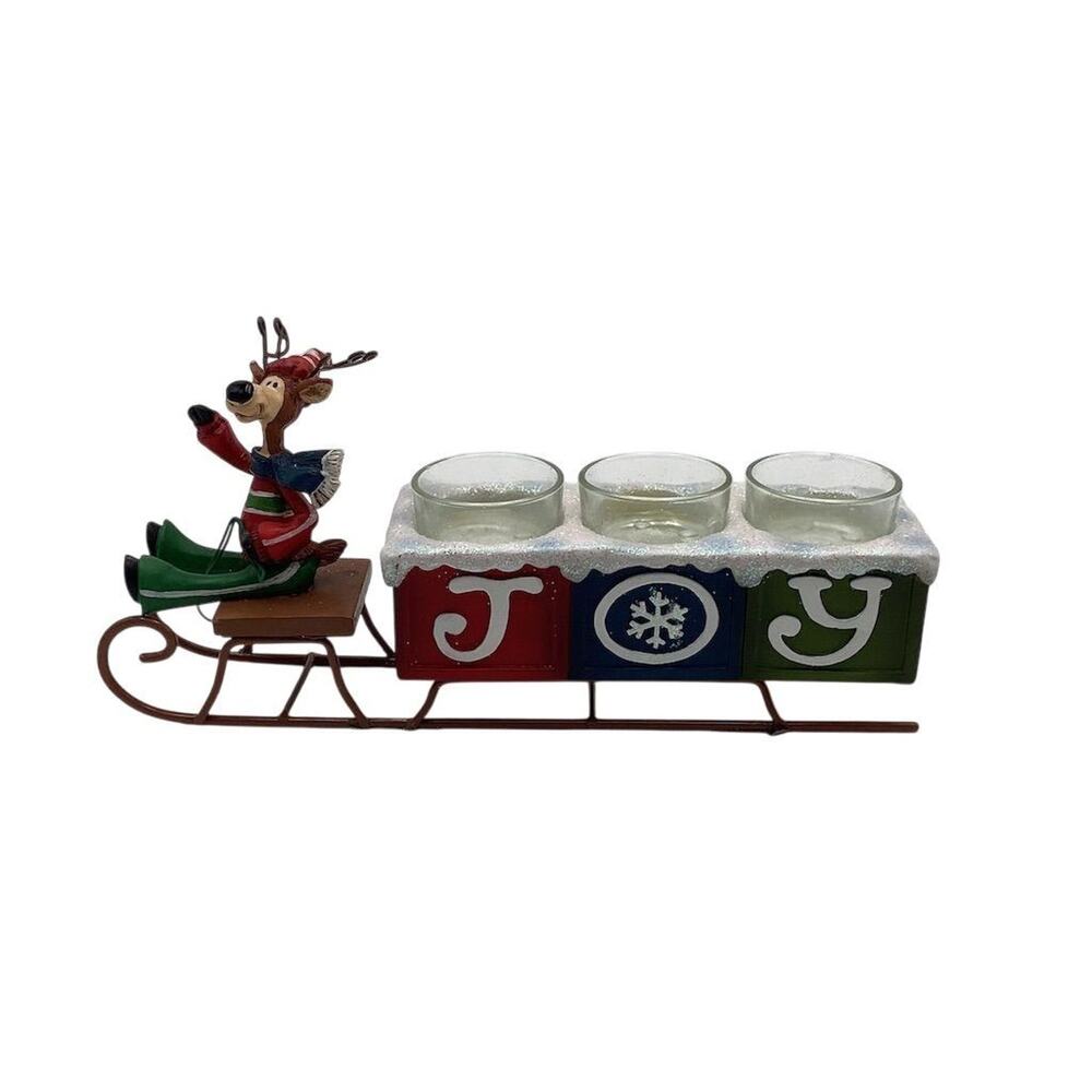 Yankee Candle Reindeer JOY Tealight Holder Holiday Decor 2011‎